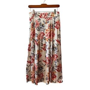 NWT T Tahari Skirt Womens White Floral Perched Bird Lightweight Casual Small